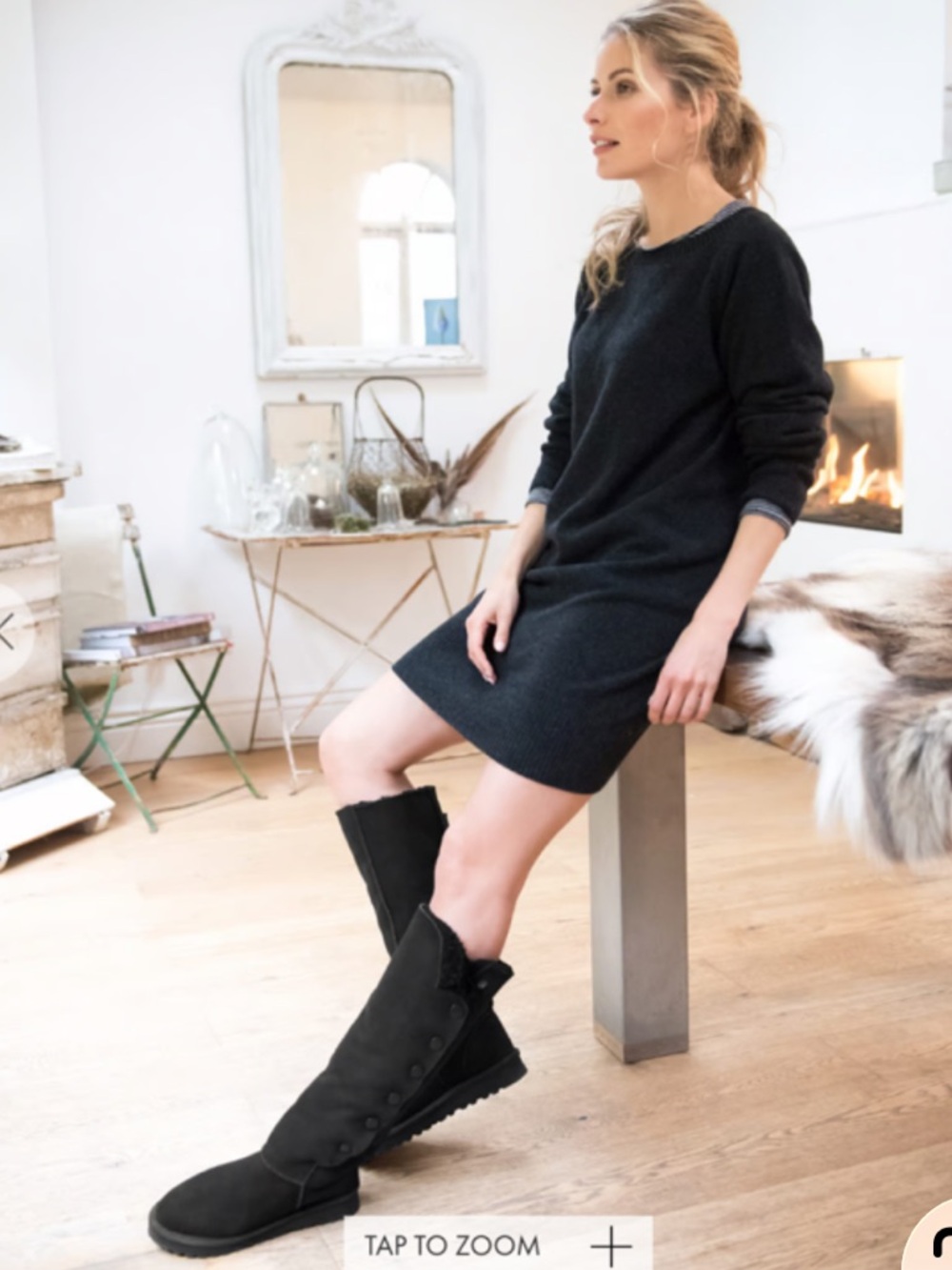 Celtic & Co Black Wool Midi Dress.